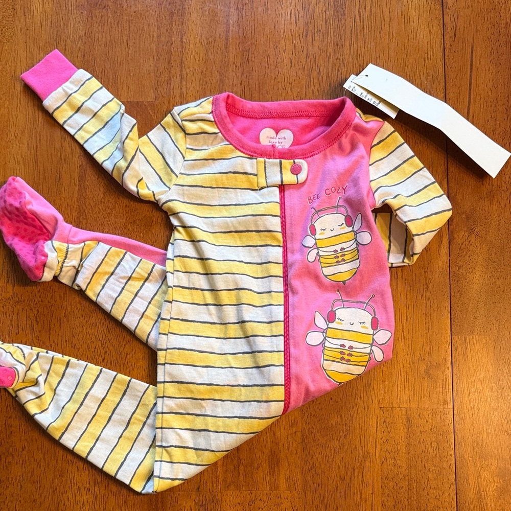 The Children's Place Pink and Yellow Striped Footie
